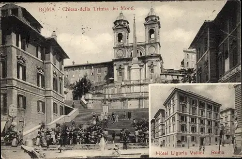 Ak Roma Rom Lazio, Chiesa della Trinita dei Monti, Hotel Liguria Vallini