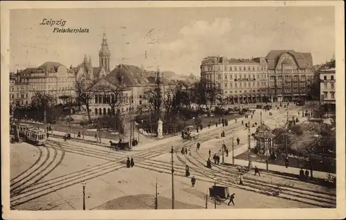 Ak Leipzig in Sachsen, Fleischerplatz, Tram