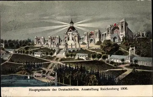 Künstler Ak Liberec Reichenberg Stadt, Hauptgebäude der Deutschböhm Ausstellung 1906