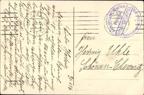 Ak Deutsches Kriegsschiff, Musterung auf dem Achterdeck, Seeleute