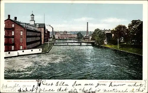 Ak Holyoke Massachusetts USA, Papierfabriken