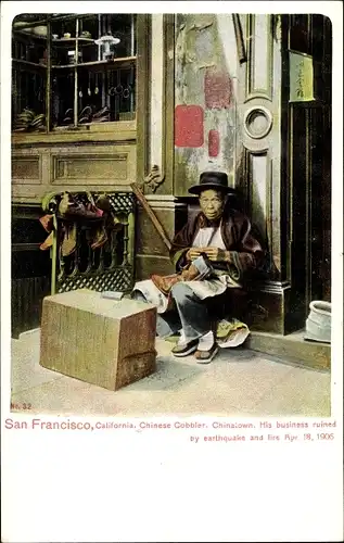 Ak San Francisco Kalifornien USA, Chinatown, chinesischer Schuster