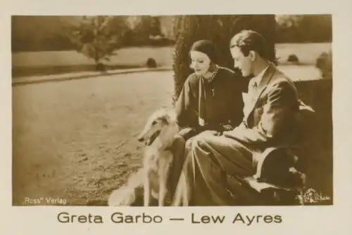 Sammelbild Hänsom Filmbilder, Schauspieler Greta Garbo und Lew Ayres, Windhund