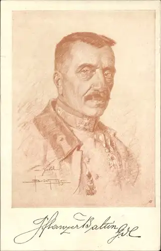 Künstler Ak General Karl Pflanzer-Baltin, Kuk-Armee, 7. Armee, I. WK