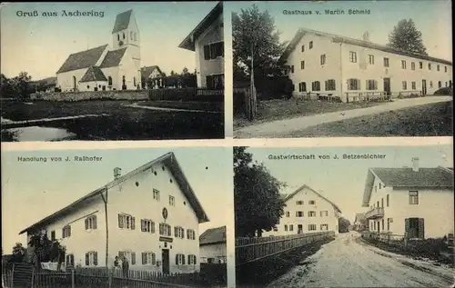 Ak Aschering Pöcking am Starnberger See Oberbayern, Gasthaus Schmid, Betzenbichler, Kirche