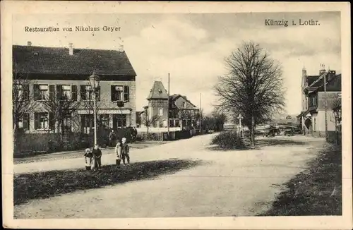 Ak Kuntzig Künzig Lothringen Moselle, Restauration