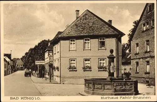 Ak Bad König im Odenwald Hessen, Kurhaus, Fafnir Brunnen