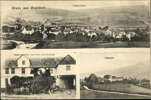 Ak Binsförth Morschen in Hessen, Gastwirtschaft, Rittergut, Totalansicht