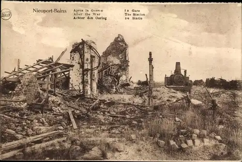 Ak Nieuport Bains Nieuwpoort Westflandern, Nach dem Krieg, Die Station