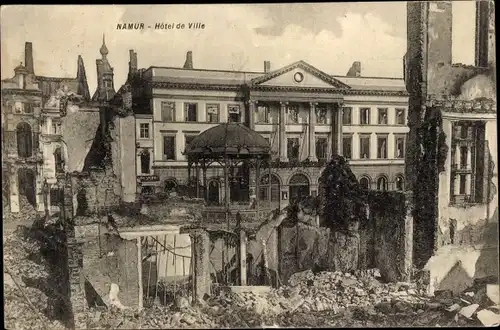 Ak Namur Wallonien, Rathaus, zerstörte Gebäude