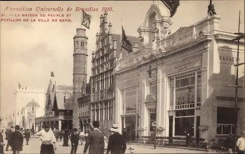 Ak Bruxelles Brüssel, Exposition 1910, La Maison du Peuple, Pavillon de la Ville de Gand