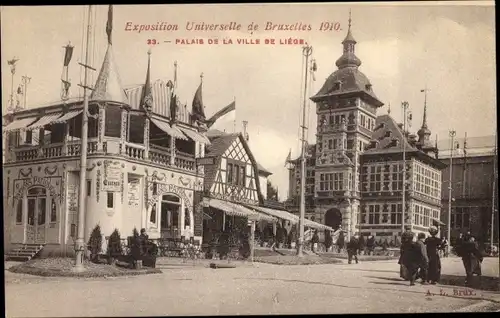 Ak Bruxelles Brüssel, Exposition 1910, Palais de la Ville de Liege