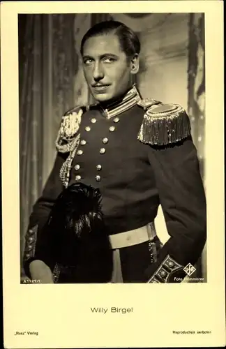 Ak Schauspieler Willy Birgel, Portrait in Uniform, Autogramm, Ufa Film