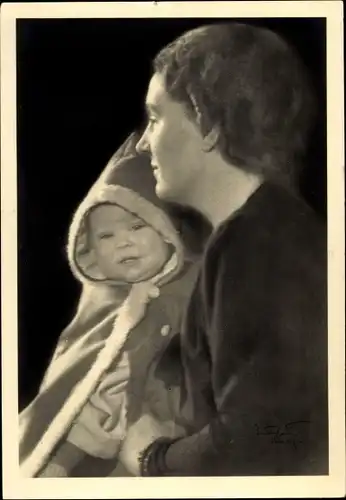 Ak Prinzessin Juliana der Niederlande mit Beatrix, Portrait 1938