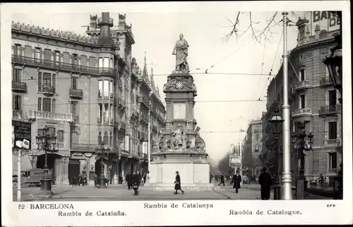 Ak Barcelona Katalonien Spanien, Rambla de Cataluna