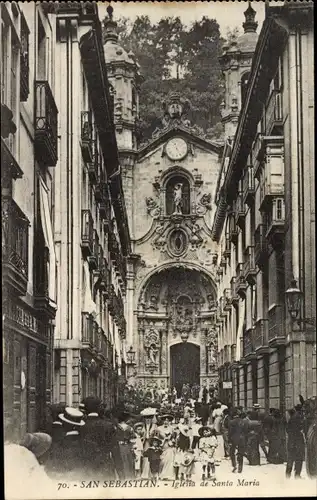Ak Donostia San Sebastian Baskenland, Kirche Santa Maria