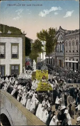 Ak Las Palmas de Gran Canaria Kanarische Inseln, Prozession