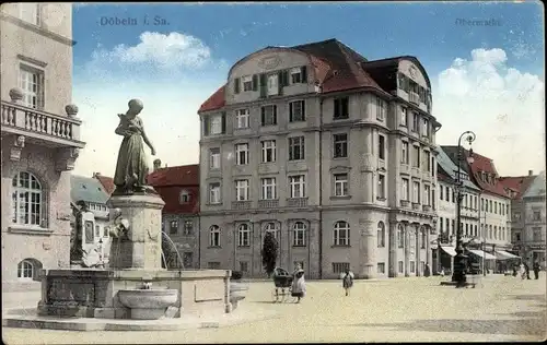 Ak Döbeln in Sachsen, Obermarkt, Brunnen