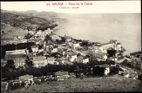 Ak Malaga Andalusien Spanien, Blick auf La Caleta