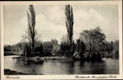 Ak Chemnitz in Sachsen, Stadtpark, Teich