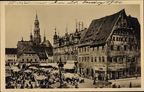 Ak Zwickau in Sachsen, Hauptmarkt, Kirchturm, Kräuter-Gewölbe