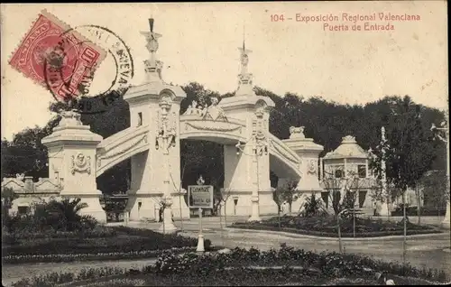Ak Alicante Valencia Spanien, Exposicion Regional Valenciana, Puerta de Entrada