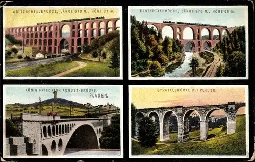 Ak Vogtland, Göltzschtalbrücke, Elstertalbrücke, König Friedrich August Brücke, Syratalbrücke