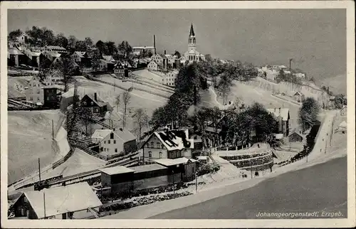 Ak Johanngeorgenstadt im Erzgebirge, Winteransicht, Kirchturm