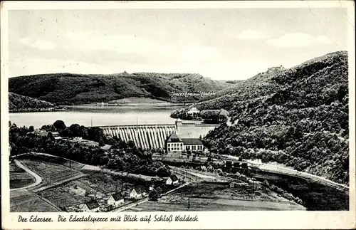 Ak Waldeck am Edersee Hessen, Schloss Waldeck, Edertalsperre