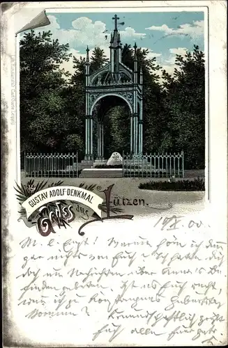 Litho Lützen im Burgenlandkreis, Gustav Adolf Denkmal
