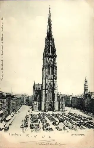 Ak Hamburg Mitte Altstadt, Nicolaikirche