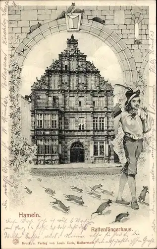 Passepartout Ak Hameln in Niedersachsen, Rattenfängerhaus, Rattenfänger, Ratten