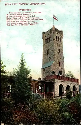 Ak Rinteln an der Weser, Klippenturm, Weserlied