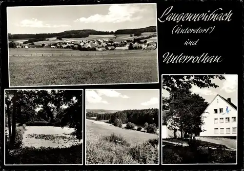 Ak Langenneufnach in Schwaben, Unterdorf, Panorama, Unterrothau, Teilansichten