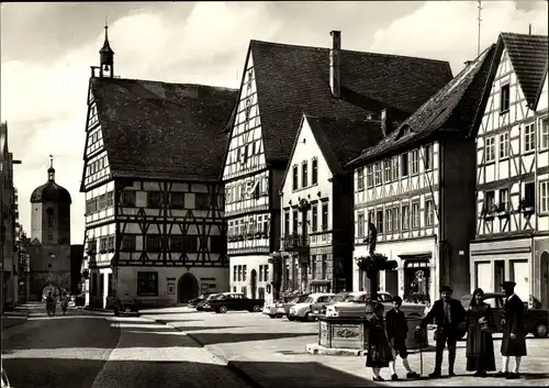 Ak Oettingen in Bayern, Marktplatz, Fachwerkhäuser