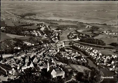 Ak Donauwörth in Schwaben Bayern, Fliegeraufnahme