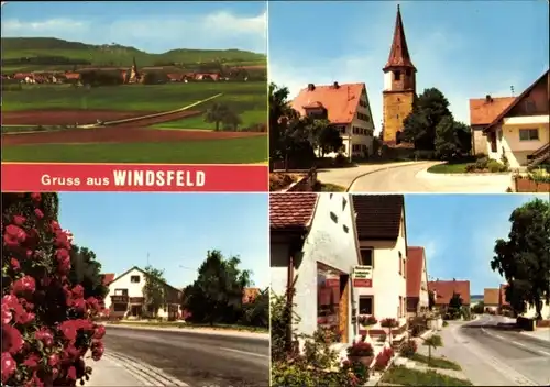 Ak Windsfeld Dittenheim in Mittelfranken, Gesamtansicht, Kirche, Teilansichten, Straße, Geschäft