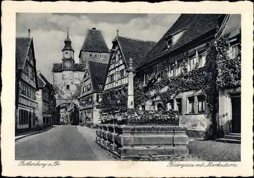 Ak Rothenburg ob der Tauber Mittelfranken, Rödergasse, Markusturm