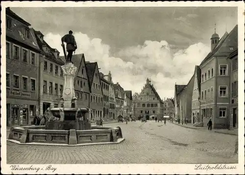 Ak Weißenburg am Sand Mittelfranken Bayern, Luitpoldstraße, Brunnen