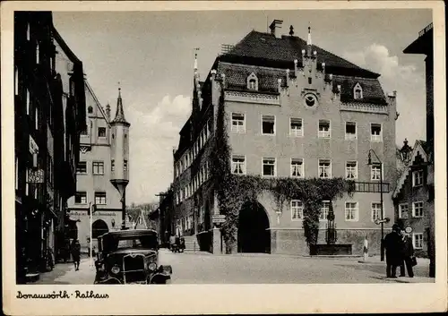 Ak Donauwörth in Schwaben Bayern, Rathaus, Auto