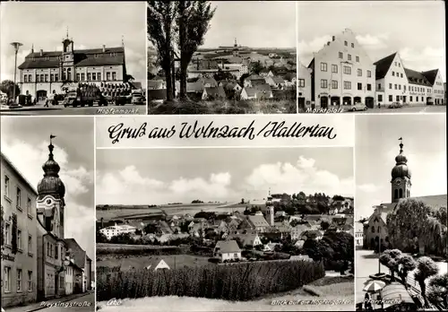 Ak Wolnzach in Oberbayern, Hopfenmarkt, Marktplatz, Pfarrkirche, Hopfengärten