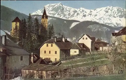 Ak Eisenerz Steiermark, Teilansicht, Kaiserschild