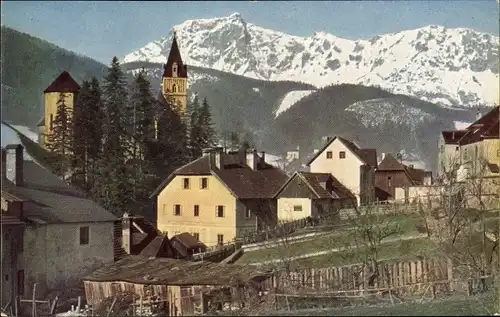 Ak Eisenerz Steiermark, Teilansicht, Kaiserschild