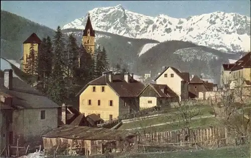 Ak Eisenerz Steiermark, Teilansicht, Kaiserschild