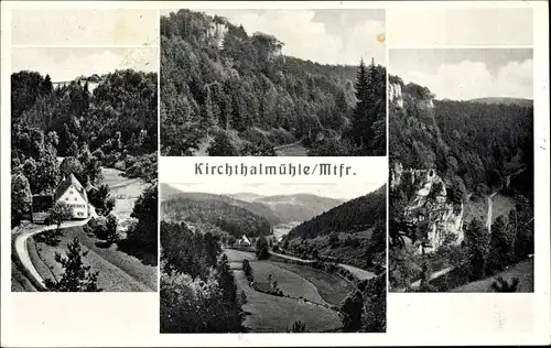 Ak Kirchthalmühle Alfeld in Mittelfranken in Bayern, Gasthaus Kirchthalmühle, Landschaft, Felsen