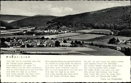 Ak Wahmbeck Bodenfelde an der Weser, Panorama, Weser-Lied