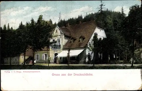 Ak Potůčky Breitenbach Region Karlsbad, Dreckschänke