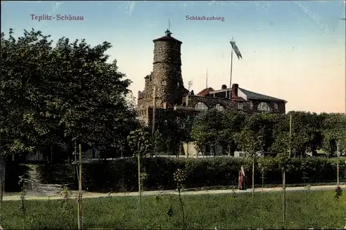 Ak Teplice Šanov Teplitz Schönau Region Aussig, Schlackenburg