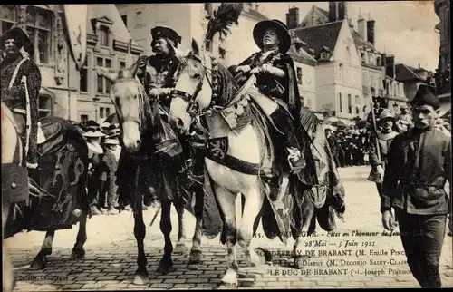 Ak Compiègne Oise, Party zu Ehren von Jeanne d'Arc 1911, dem Herzog von Brabant