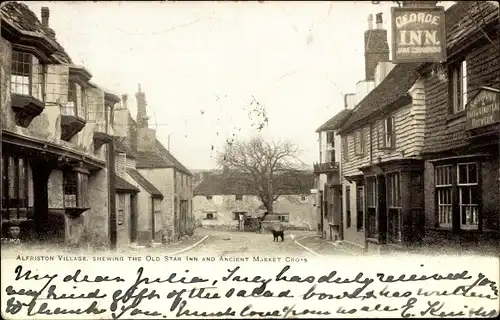 Ak Alfriston East Sussex England, Dorf, Old Star Inn, Ancient Market Cross